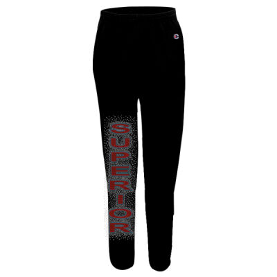 Vertical Red Superior with Blue Outline and AB Scatter - Powerblend® Open-Bottom Sweatpants with Pockets Thumbnail
