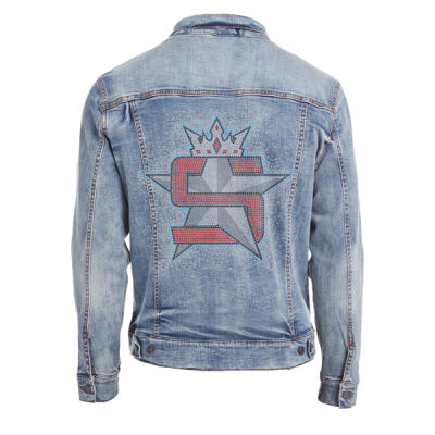 Superior Logo with AB Scatter, Vertical Superior Sleeve, and Optional Name Sleeve - Unisex Denim Jacket Thumbnail