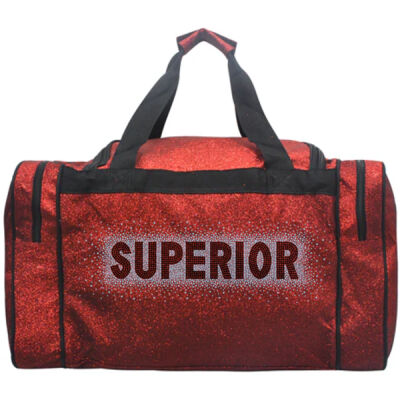 Black Superior with Blue Scatter and Black Name with Blue Scatter - Glitter Canvas Duffle Bag Thumbnail