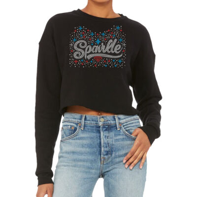Sparkle with Superior Sleeve - Women's Crop Fleece Crewneck Sweatshirt Thumbnail