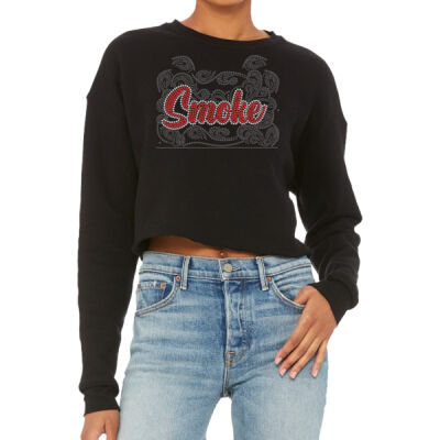 Smoke with Superior Sleeve - Women's Crop Fleece Crewneck Sweatshirt Thumbnail