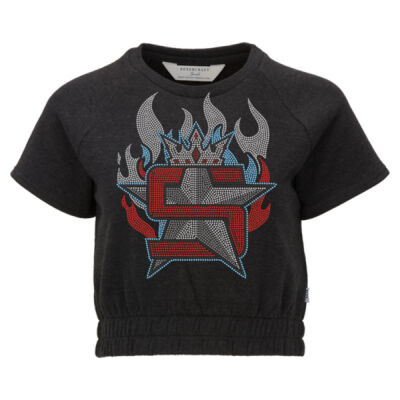 Superior Logo with Flames - Women's French Terry Short Sleeve Cropped Crewneck Sweatshirt Thumbnail