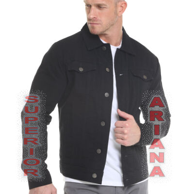 Superior Logo with AB Scatter, Vertical Superior Sleeve, and Optional Name Sleeve - Men's Denim Jacket Thumbnail