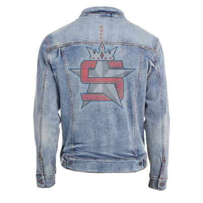 Superior Logo with Superior Cheer Sleeves - Unisex Denim Jacket Thumbnail