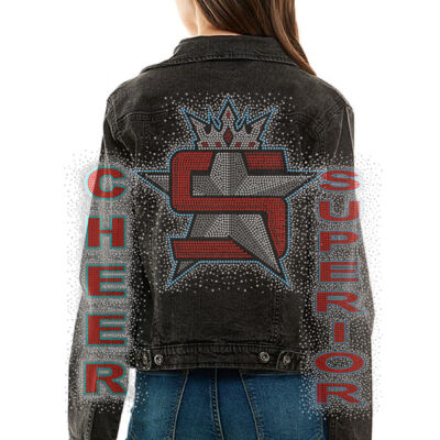 Superior Logo with Superior Cheer Sleeves - Stretched Ladies Casual Denim Jacket Thumbnail