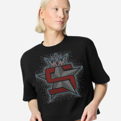 Superior Logo with AB Scatter - Women's French Terry Mid-Length Boxy Top Thumbnail